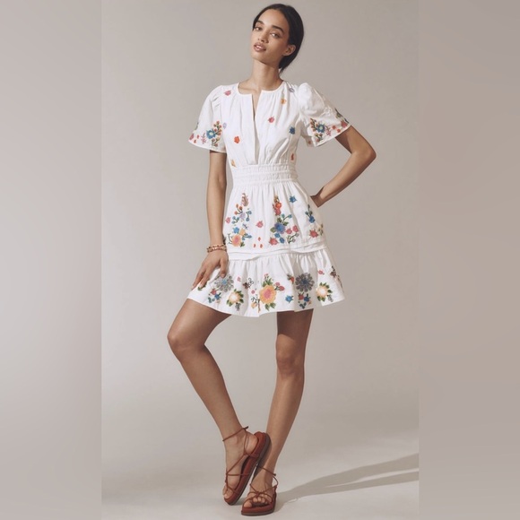 Anthropologie x The Somerset Embroidered Mini Dress Size Medium NWT - Picture 3 of 14